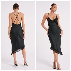 Meshki Crawford Satin Midi Dress - Black